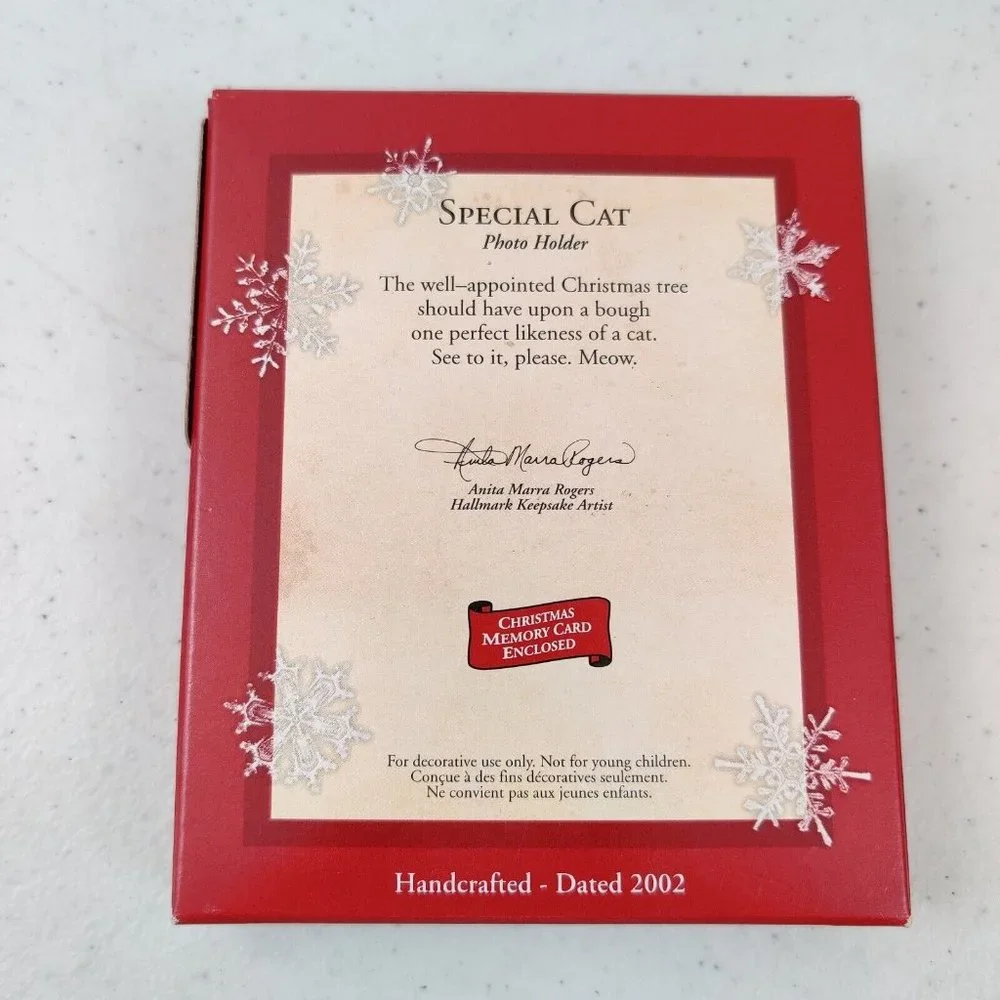 HALLMARK SPECIAL CAT COOL CAT PHOTO HOLDER KEEPSAKE CHRISTMAS ORNAMENT 2002